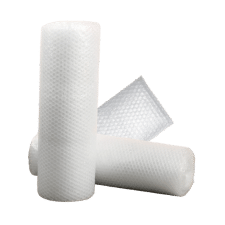 Image shows two rolls of bubble wrap and a bubble bag. Part of Macfarlane's protective packaging range.